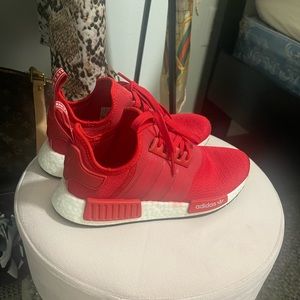 Red adidas running shoe